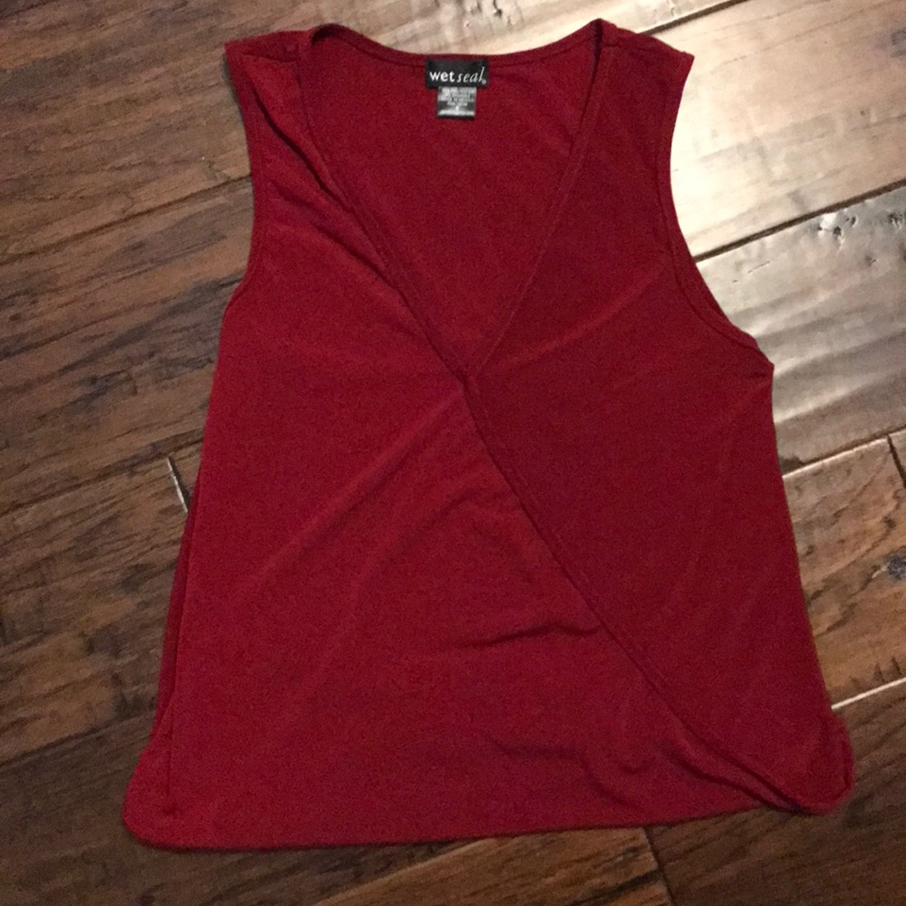 Red/Burgundy Wrap Slit top